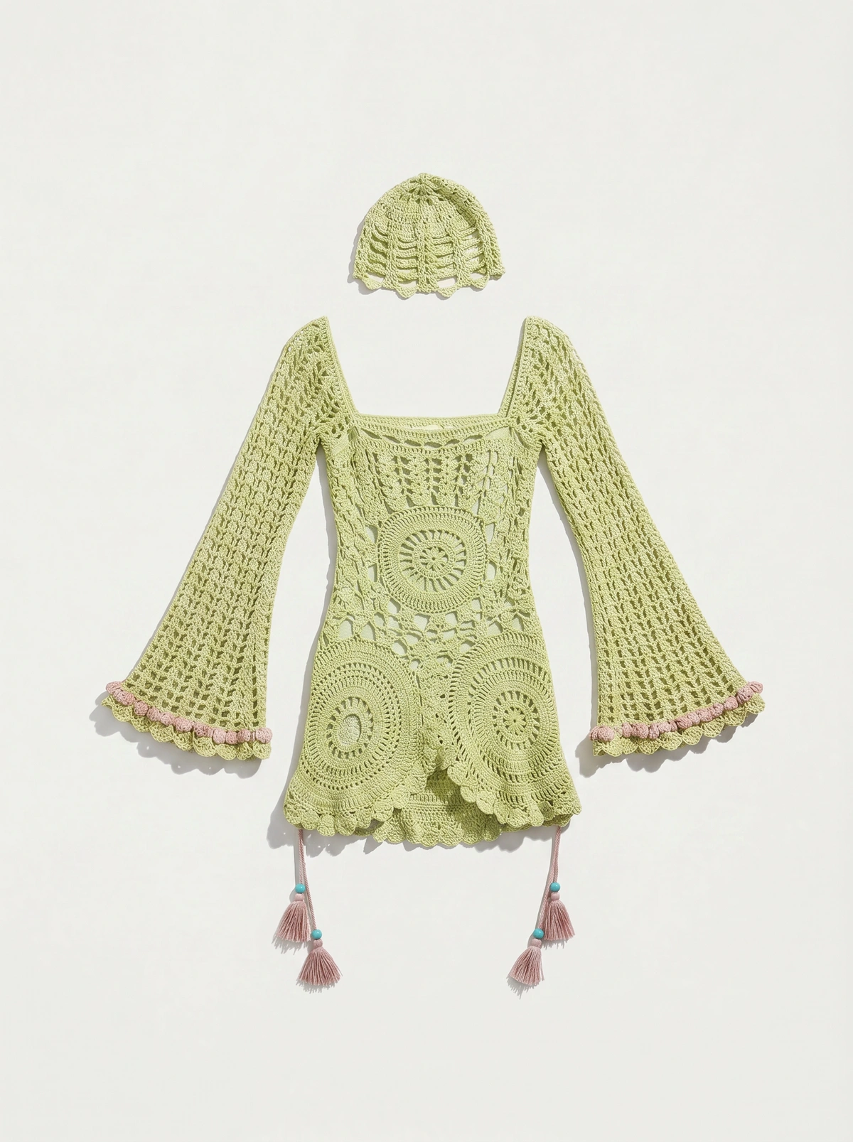 Lime Oasis Crochet Mini Dress