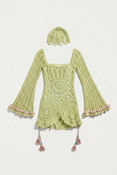Lime Oasis Crochet Mini Dress