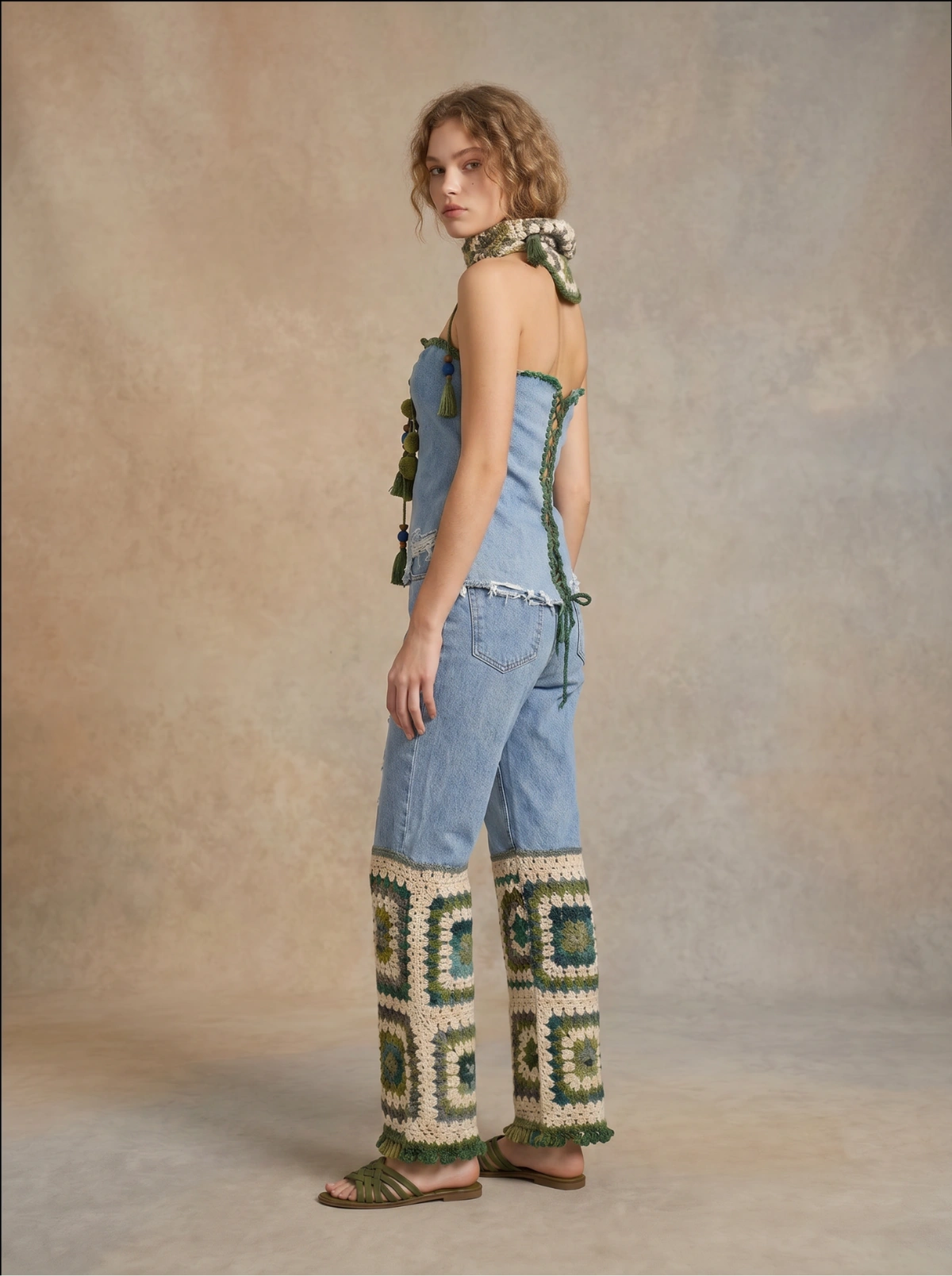 Ivy Bloom Denim Crochet Set