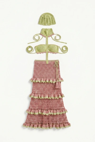 Pistachio Dream Crochet Skirt Set