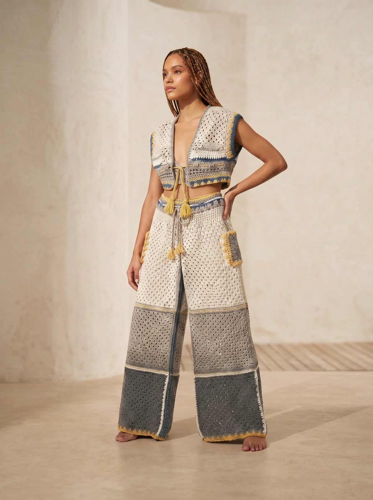 Golden Coast Crochet Pants Set