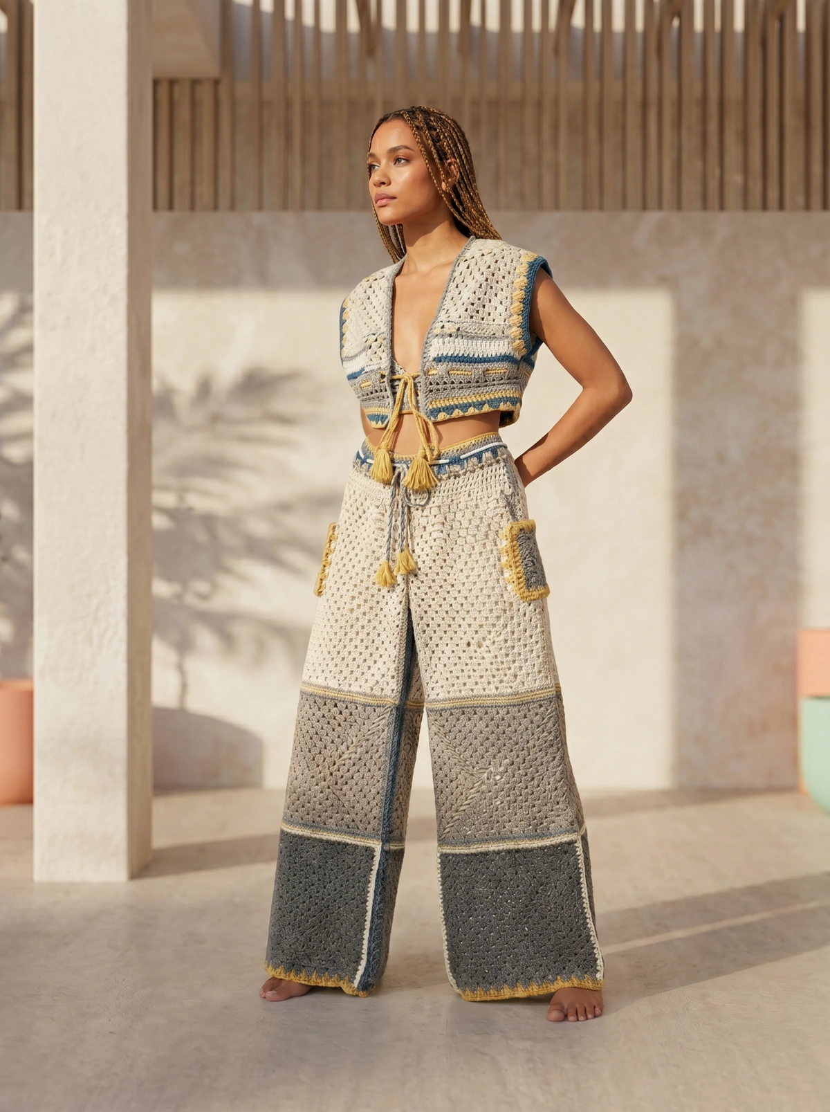 Golden Coast Crochet Pants Set