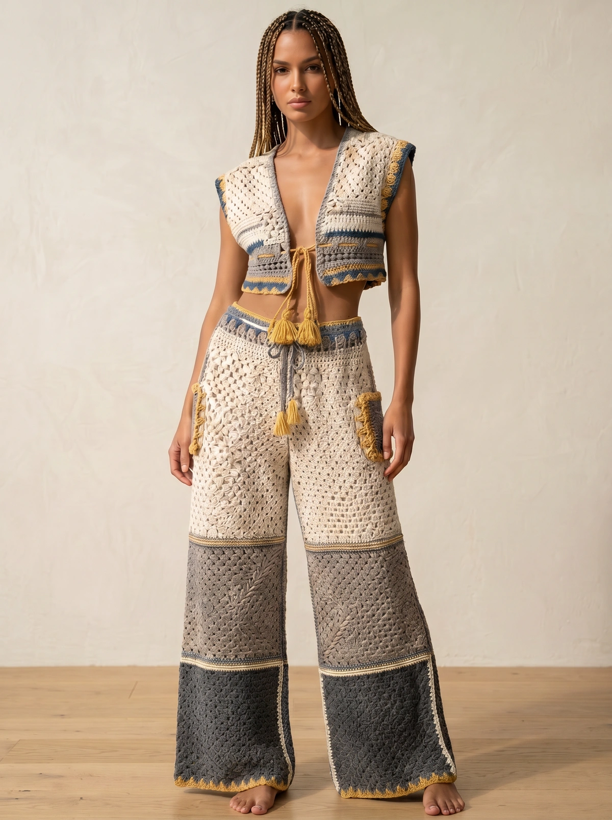 Golden Coast Crochet Pants Set