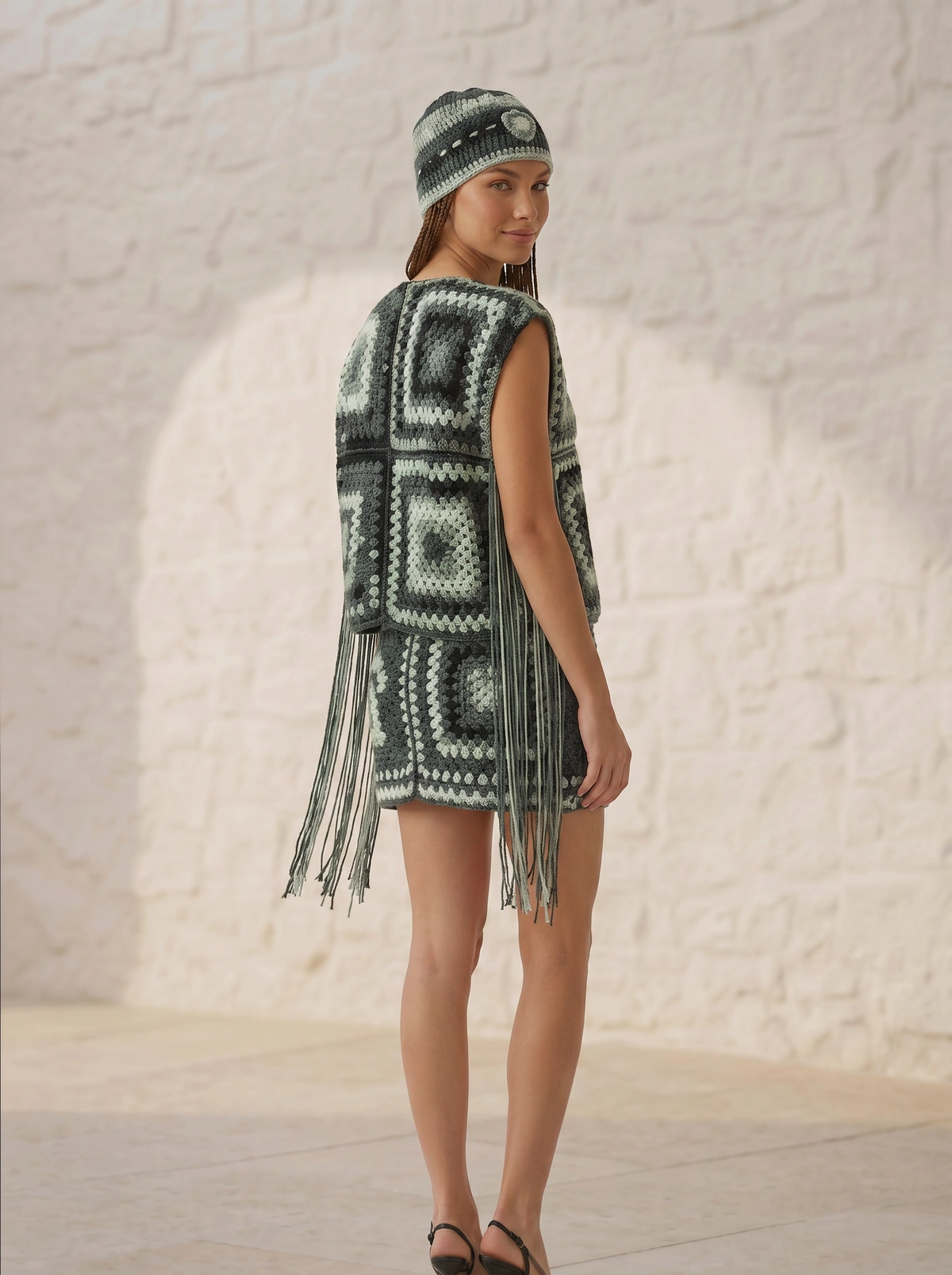 Midnight Nomad Boho Crochet Two-Piece Set