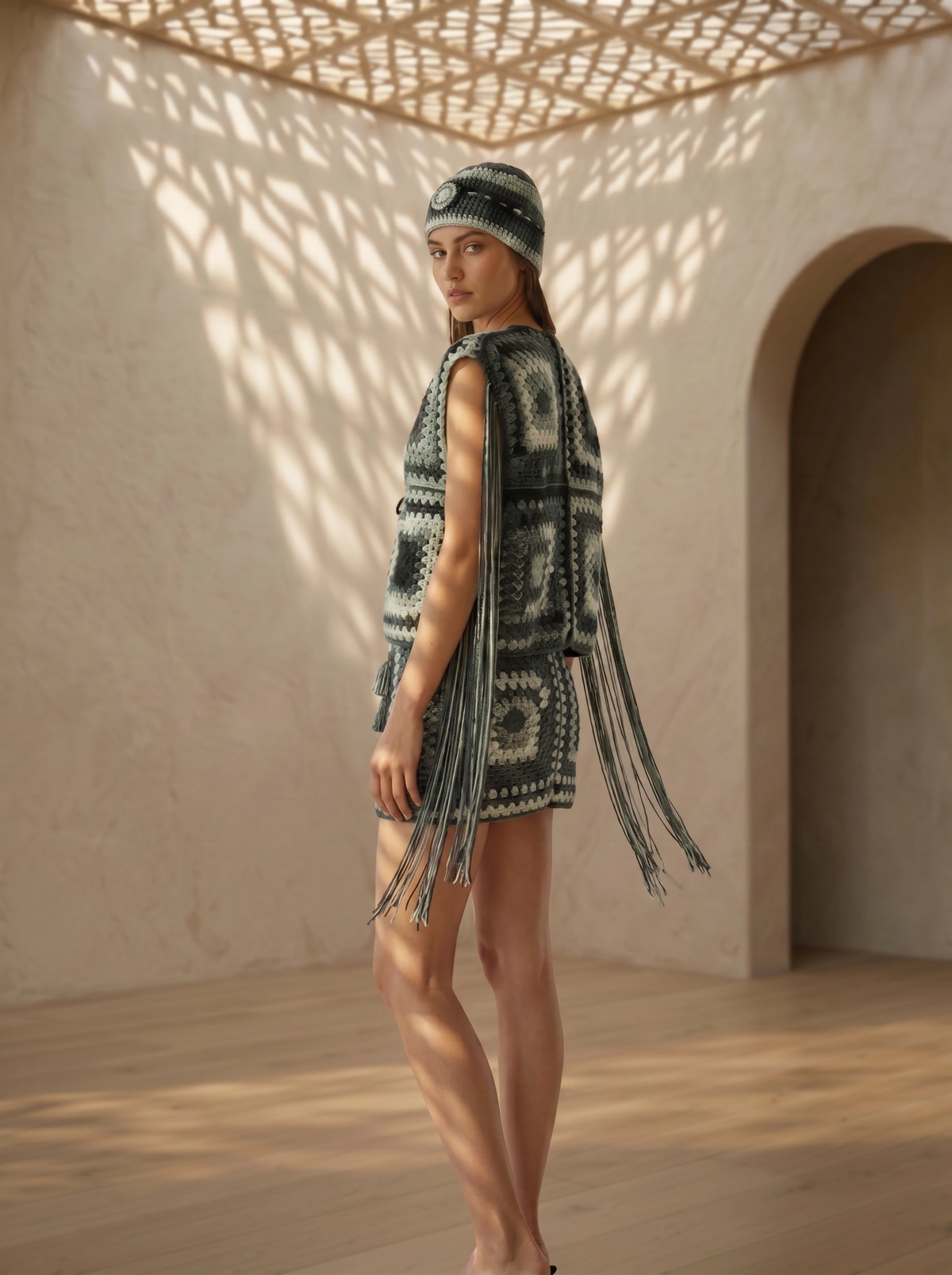 Midnight Nomad Boho Crochet Two-Piece Set