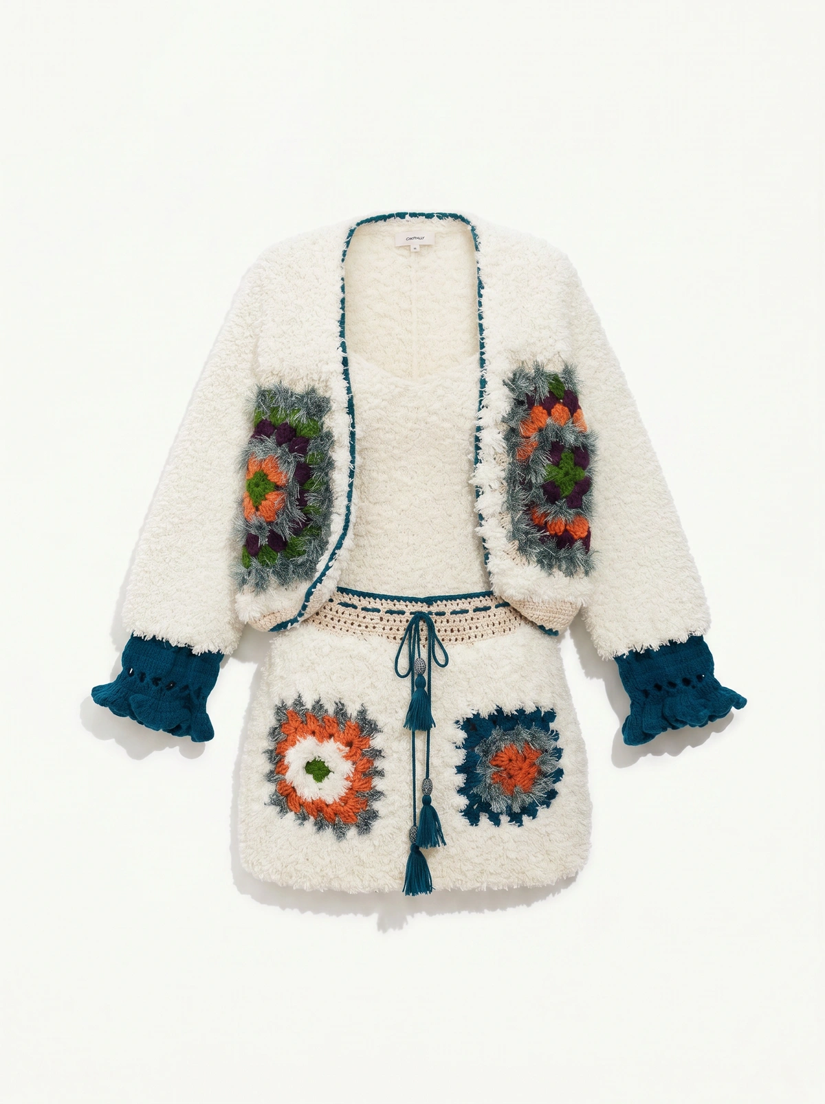Snowflower Crochet Jacket & Skirt Set