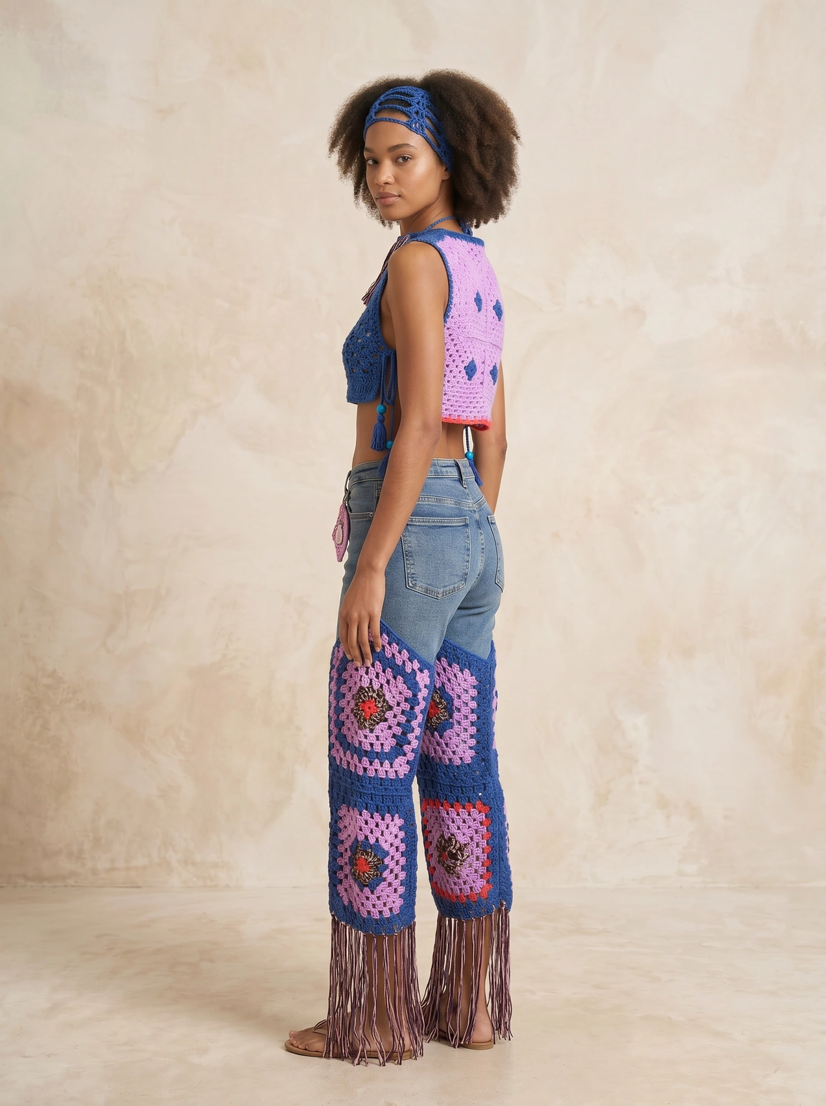 Wild Rhythm Crochet Denim Set