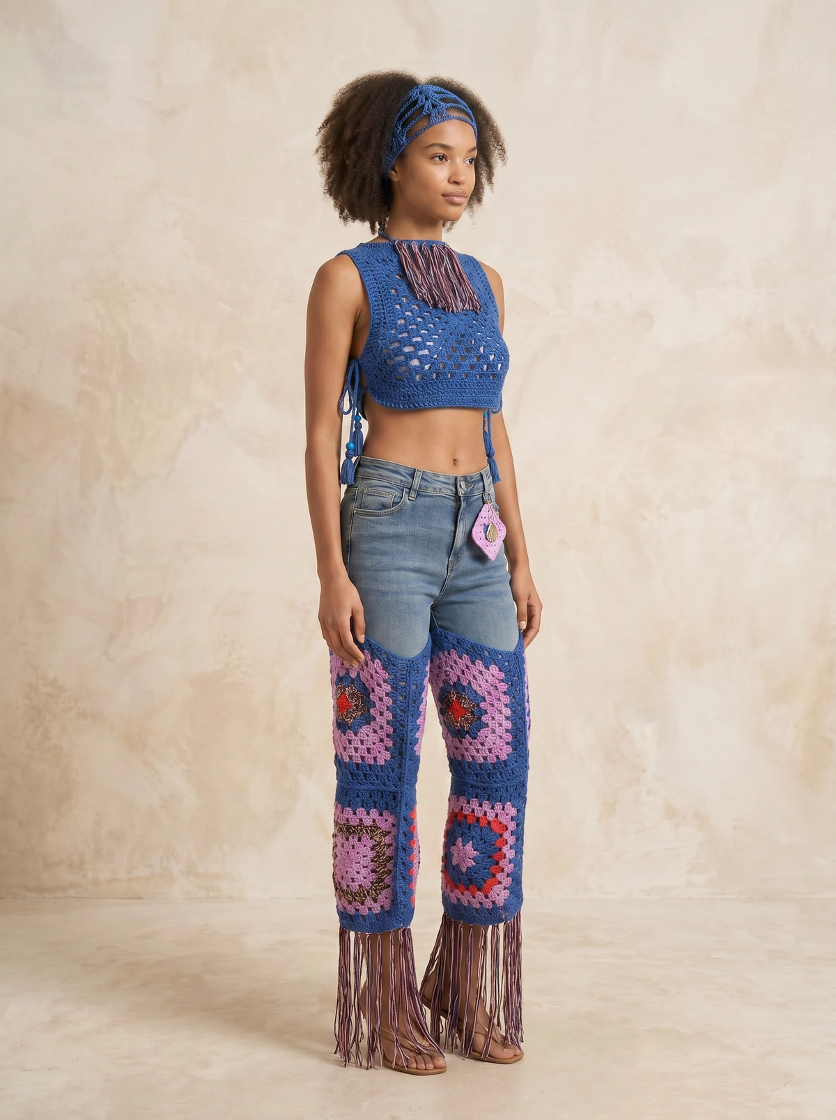 Wild Rhythm Crochet Denim Set