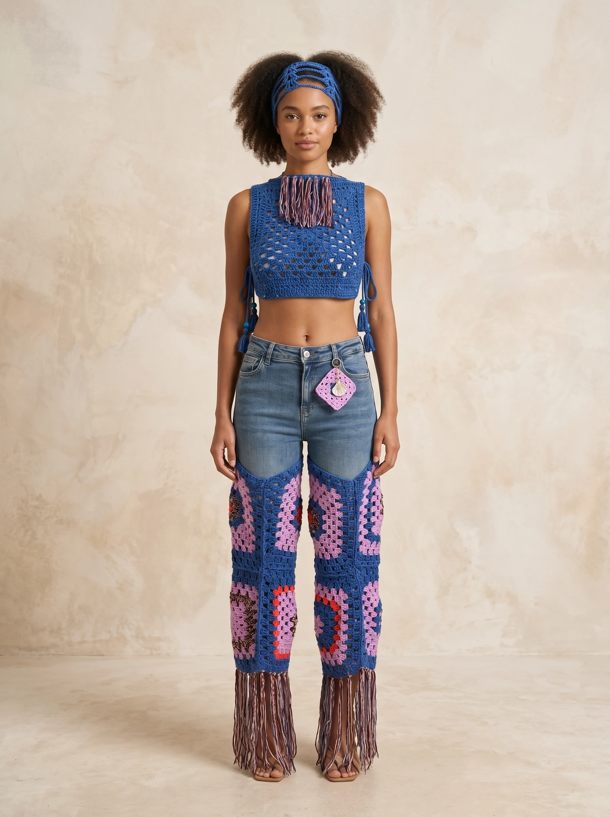 Wild Rhythm Crochet Denim Set