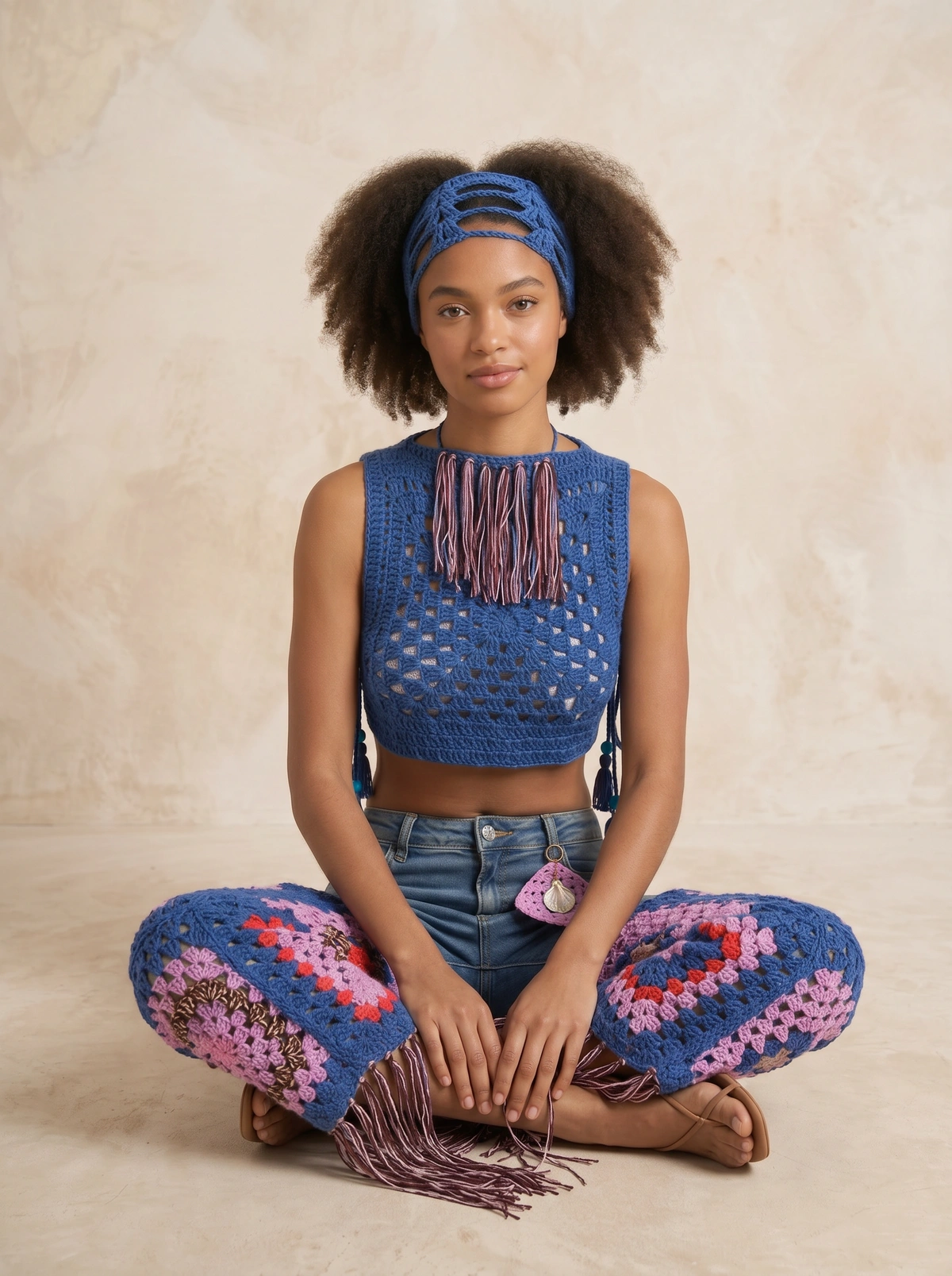 Wild Rhythm Crochet Denim Set