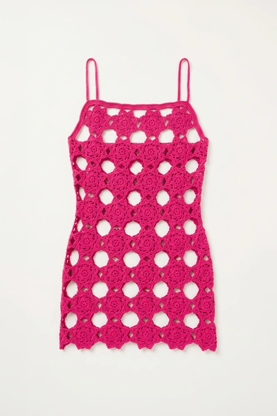 Fuchsia Pulse Crochet Mini Dress