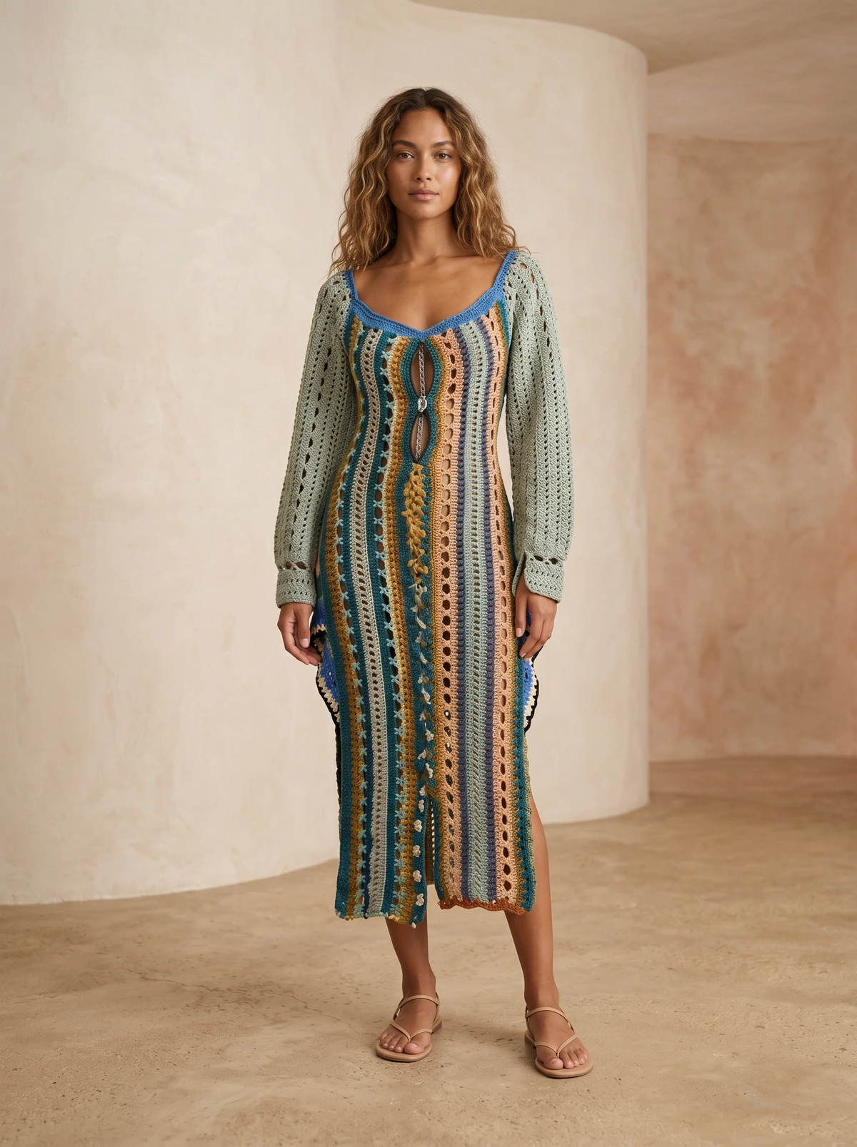 Ocean Muse Crochet Knit Dress